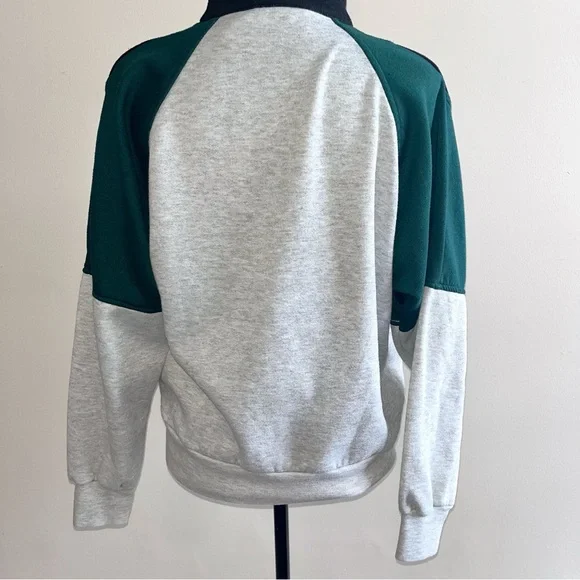 PONY Vintage Full Zip Sweatshirt Adult Medium 80s 90s Gray Green - Picture 3 of 7